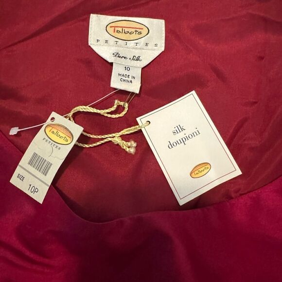 NWT Talbots 100% Silk Ruby Red Dress Silk Doupioni Size 10P Dress with pockets - Picture 4 of 11